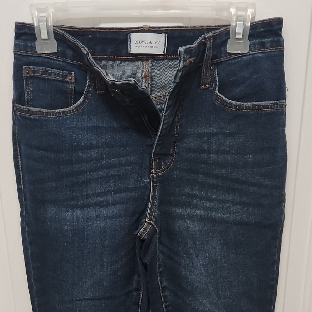 Crown & Ivy Blue Slim Jeans with Stretch and Fading